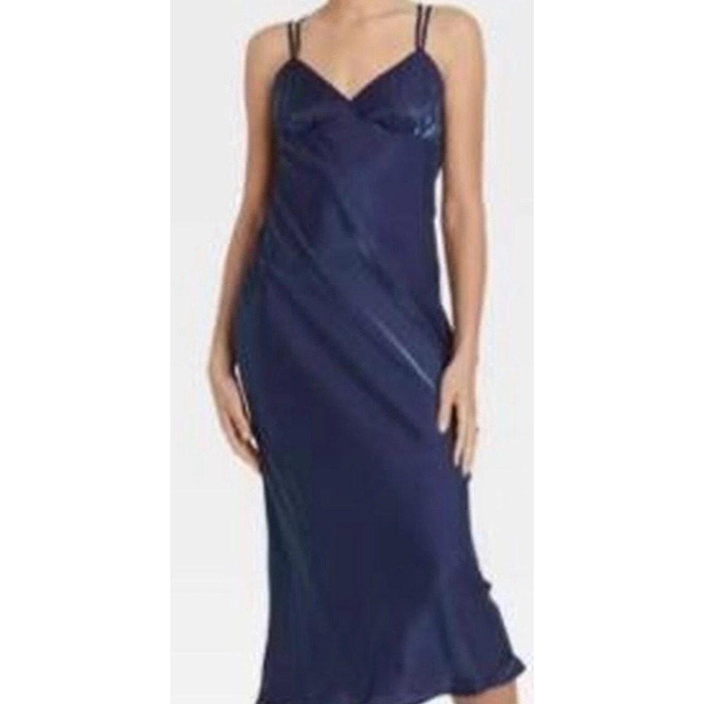 New Baby Doll Slip Dress Jr S Shimmery Blue Adj Straps Mob Wife Lingerie NWT